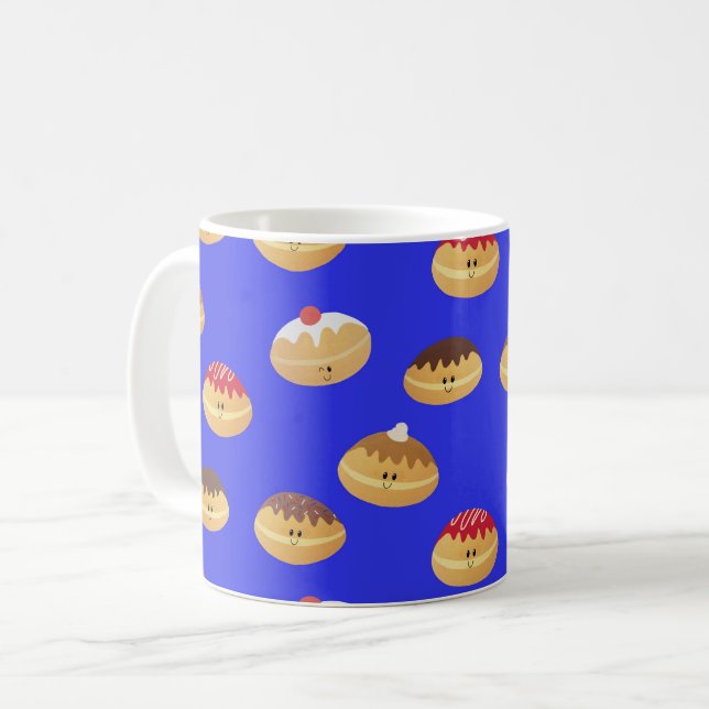 Niedlich Sufganiyot Gemustert Kaffeetasse (Vorderseite Links)