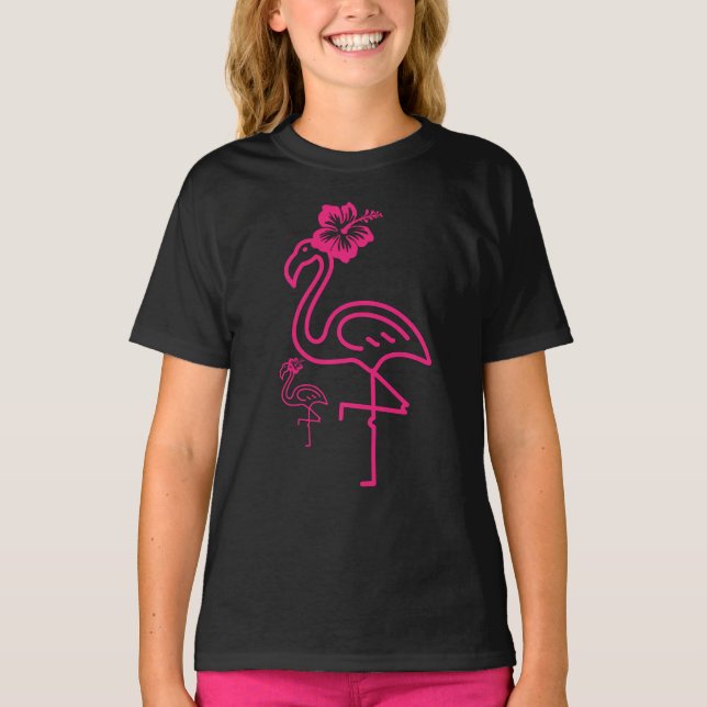 Niedlich Summer Girly Flamingo T-Shirt (Vorderseite)