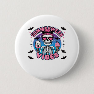 Niedlich Summerween Vibes Skeleton IceCream Summer Button