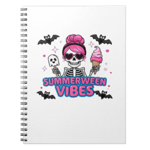 Niedlich Summerween Vibes Skeleton IceCream Summer Notizblock