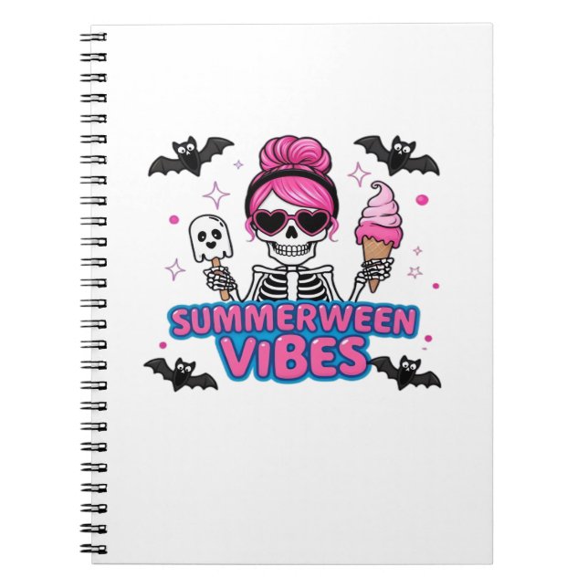 Niedlich Summerween Vibes Skeleton IceCream Summer Notizblock (Vorderseite)