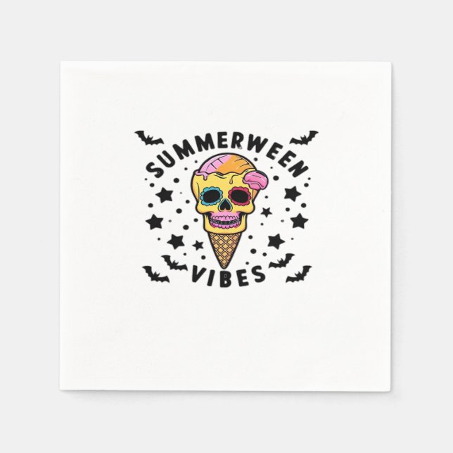 Niedlich Summerween Vibes Skeleton IceCream Summer Serviette (Vorderseite)