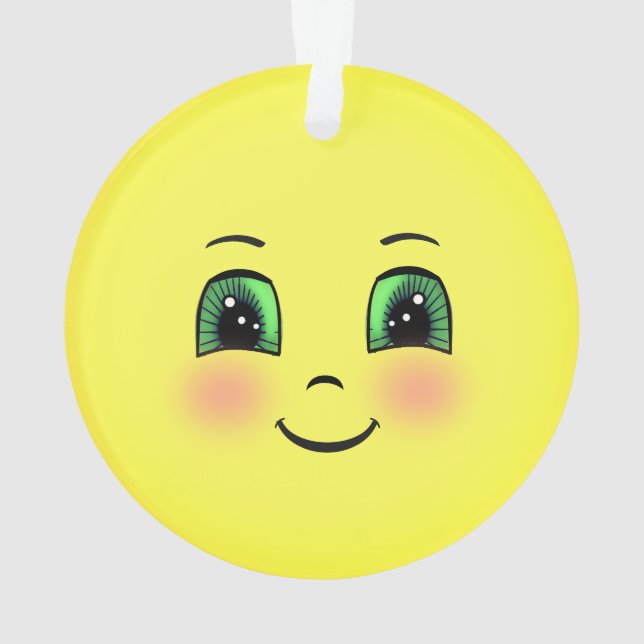 Niedlich Sun Happy Face Emoji Ornament (Rückseite)