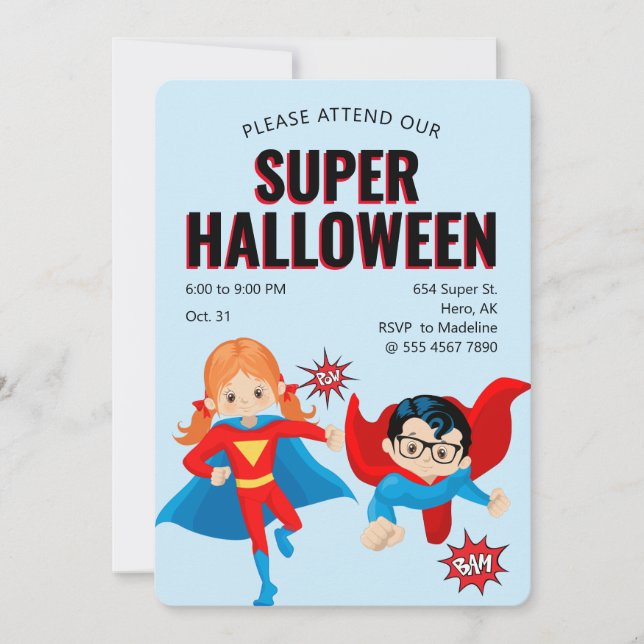 Niedlich Superheran Kids Halloween-Party - neuer F Einladung (Vorderseite)