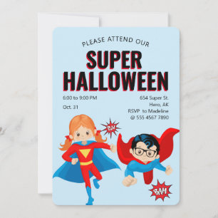 Niedlich Superheran Kids Halloween-Party - neuer F Einladung