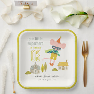 Niedlich Superheran Mouse Fun Kinder Foto Geburtst Pappteller