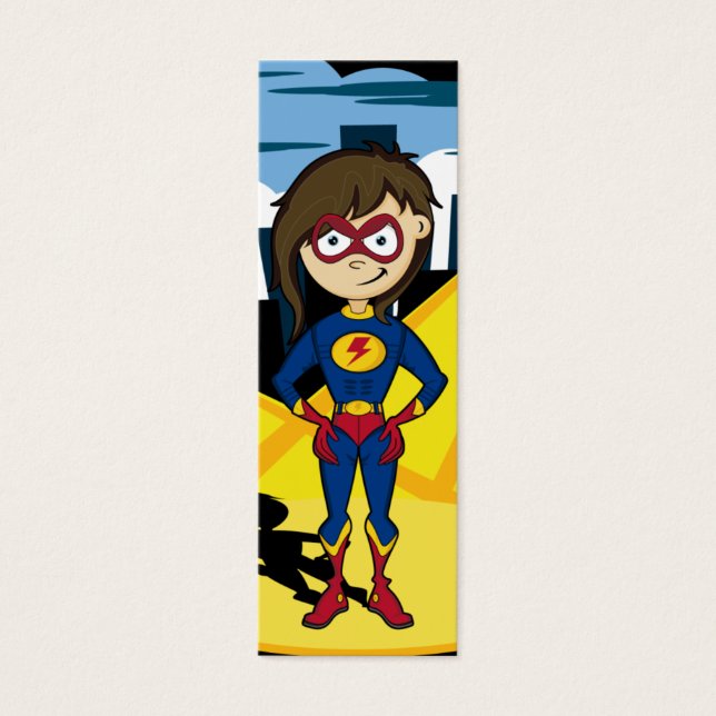 Niedlich Superhero Girl Lesezeichen (Vorderseite)