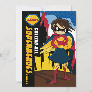 Niedlich Superhero Girl Party Einladung