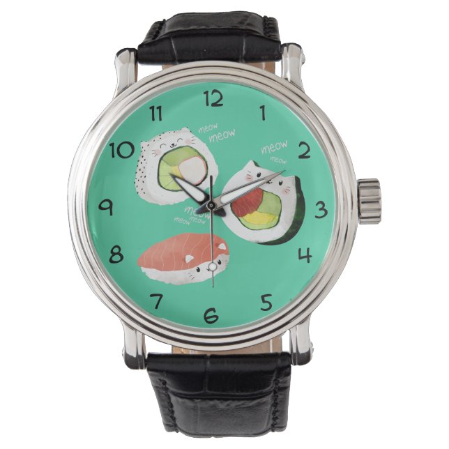 Niedlich Sushi Cat Armbanduhr (Vorderseite)