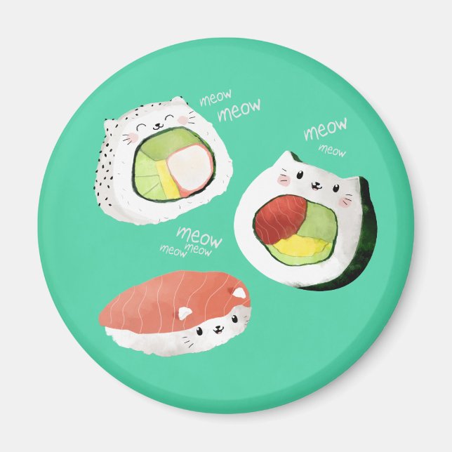 Niedlich Sushi Cat Magnet (Vorne)