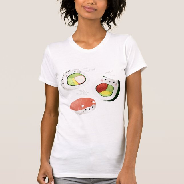 Niedlich Sushi Cat T-Shirt (Vorderseite)