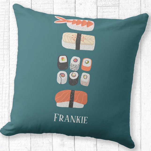 Niedlich Sushi Individuelle Name Kissen (Fun Japanese Sushi personalized name pillow)