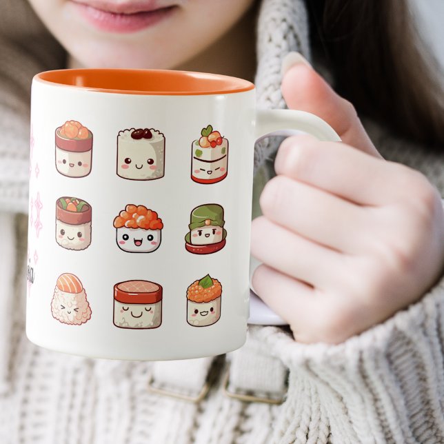 Niedlich Sushi Kawaii Zweifarbige Tasse (Von Creator hochgeladen)