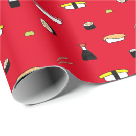 Niedlich Sushi Roll Set Pattern Nigiri Maki | Rot Geschenkpapier