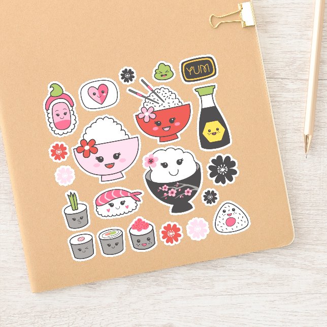 Niedlich Sushi Vinyl Stickers Aufkleber (Notizbuch)