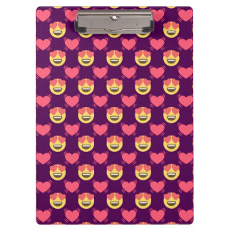 Niedlich süß in der Liebe Emoji, Herz Muster Klemmbrett