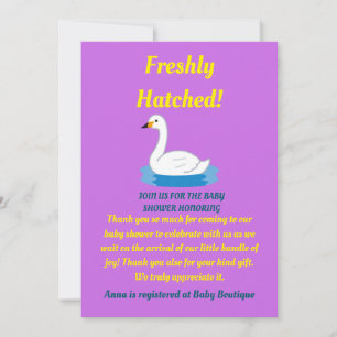 Niedlich Swan Theme Girl Baby Dusche Einladung