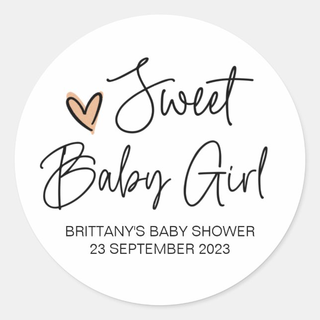 Niedlich Sweet Baby Girl Baby Dusche Gefallen Viel Runder Aufkleber (Vorderseite)