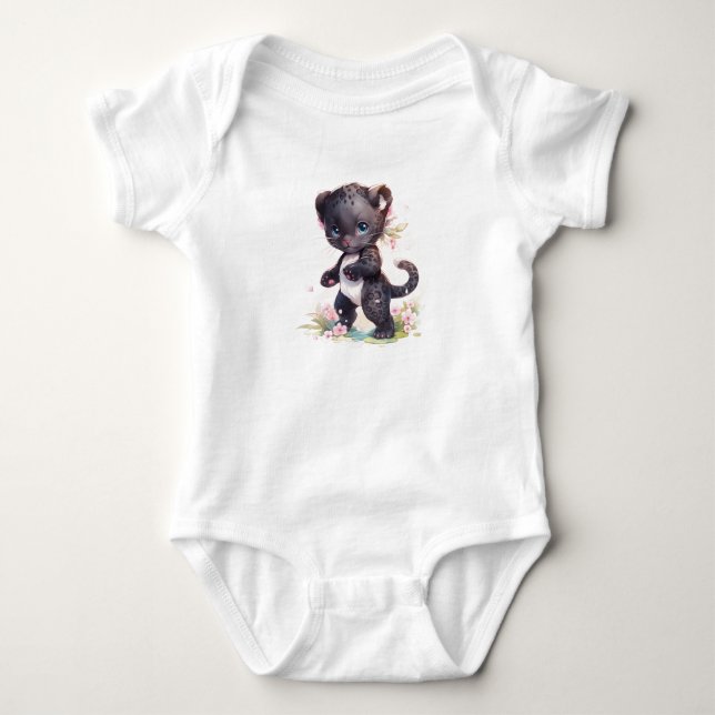 Niedlich Sweet Baby Kitty Cat oder Black Panther Strampler (Vorderseite)