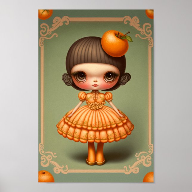 Niedlich Sweet Big Mit Augen Orange Girl Poster (Vorne)
