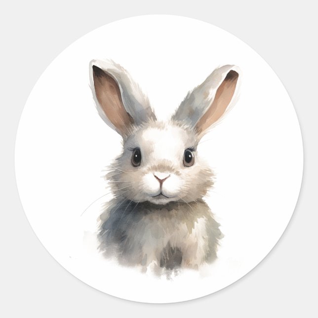 Niedlich Sweet Bunny Rabbit Runder Aufkleber (Vorderseite)