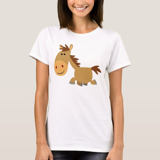 Niedlich Sweet Cartoon Pferde Frauen T - Shirt (Vorderseite)