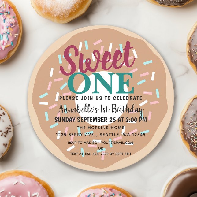 Niedlich Sweet One Donut Kids zum ersten Geburtsta Einladung (Von Creator hochgeladen)