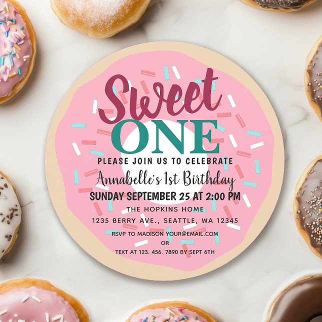 Niedlich Sweet One Donut Kids zum ersten Geburtsta Einladung (Von Creator hochgeladen)