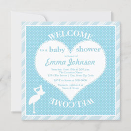 Niedlich Sweet Stork Heart Baby Shoy Dusche Einladung