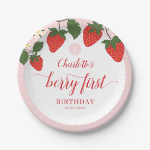 Niedlich Sweet Strawberry 1. Geburtstag Pappteller