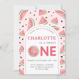 Niedlich Sweet Watermelon 1. Geburtstag Party Rosa Einladung