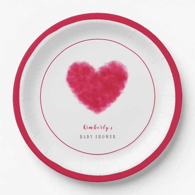 Niedlich Sweetheart Frame Valentines Baby Dusche Pappteller (Vorderseite)