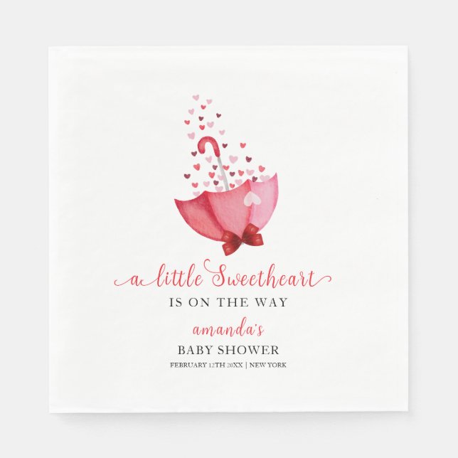 Niedlich Sweetheart Schirm Bow Baby Dusche Serviette (Vorderseite)