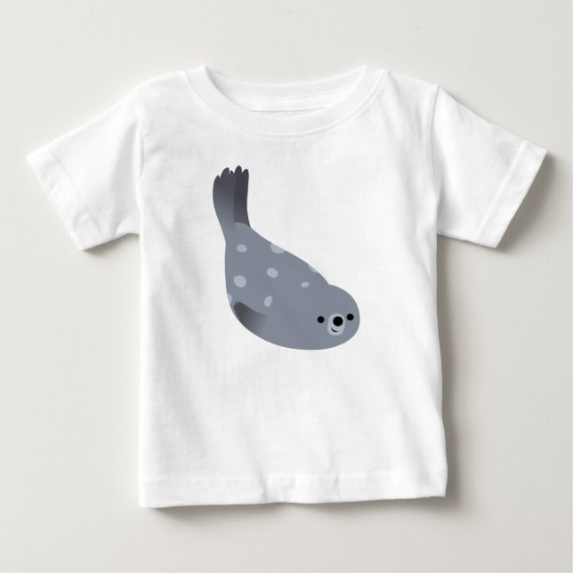 Niedlich Swimming Cartoon Hafen Siegel Baby T - Sh Baby T-shirt (Vorderseite)