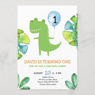 Niedlich T-Rex Boy First Birthday Dinomite Dinosau Einladung