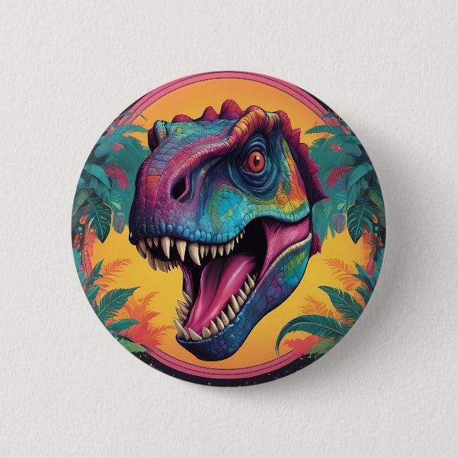 Niedlich T-Rex Dinosaur Button (Vorderseite)