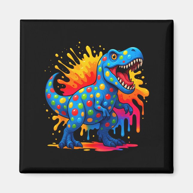 Niedlich T Rex Dinosaur Polka Dot Art Student Dot  Magnet (Vorne)