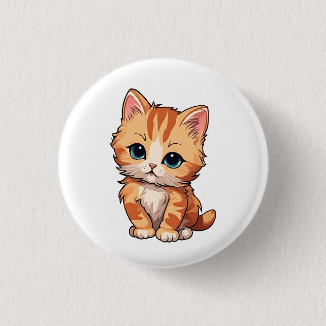 Niedlich Tabby Cat Button (Vorderseite)