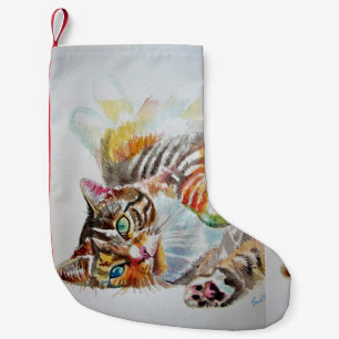 Niedlich Tabby Cat Merry Cats Weihnachts-Strumpf Kleiner Weihnachtsstrumpf