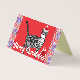 Niedlich Tabby Cat Merry Catsmus Weihnachtskarte S