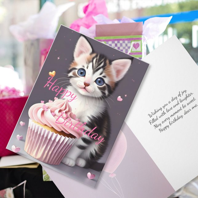 Niedlich Tabby Kitten Sweet Cupcake Geburtstag Gru Karte (Von Creator hochgeladen)