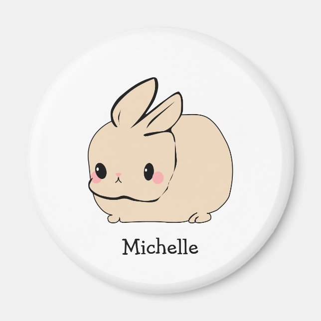 Niedlich Tan Bunny Illustration Personalisierter N Magnet (Vorne)