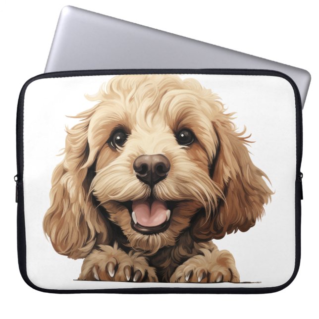 NIEDLICH TAN COCKAPOO PUPPY HUND LAPTOPSCHUTZHÜLLE (Vorderseite)