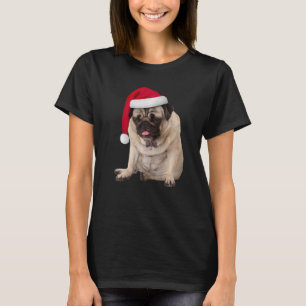 Niedlich Tan Mops Weihnachtsmannmütze Kariert Bowt T-Shirt