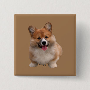 Niedlich Tan Welsh Corgi Square Button