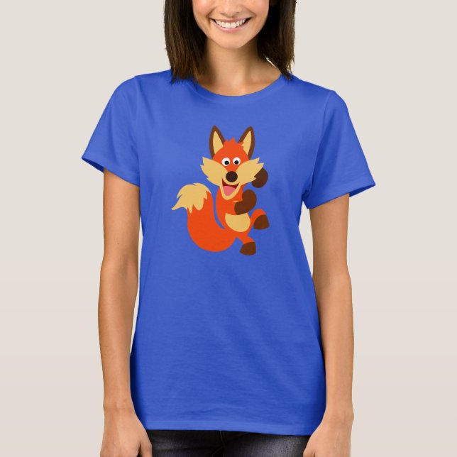 Niedlich Tanzend Cartoon Fox Women T - Shirt (Vorderseite)