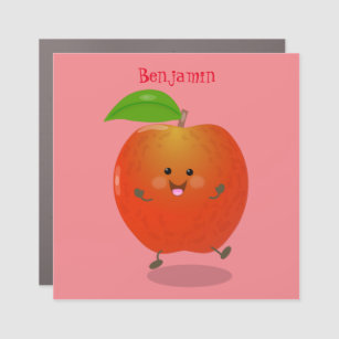 Niedlich tanzende Apfel-Cartoon-Abbildung Auto Magnet