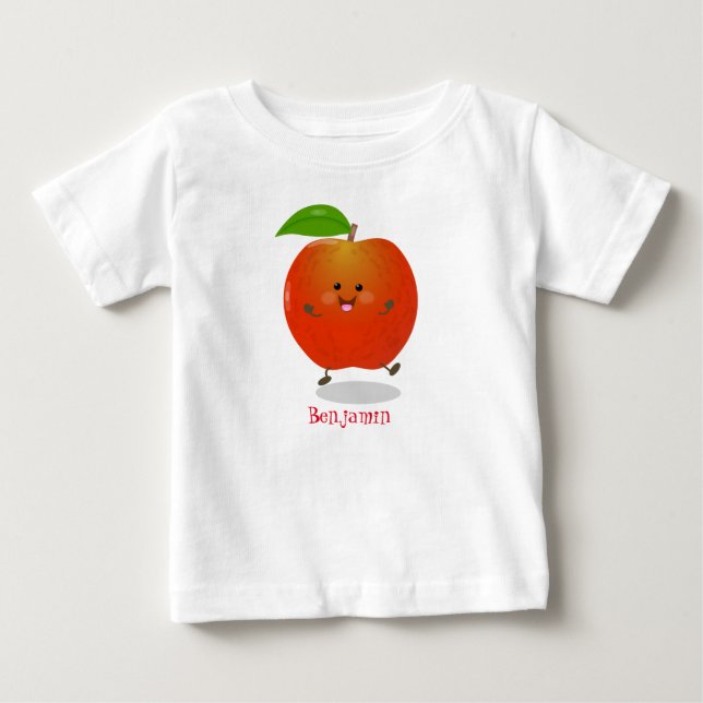Niedlich tanzende Apfel-Cartoon-Abbildung Baby T-shirt (Vorderseite)