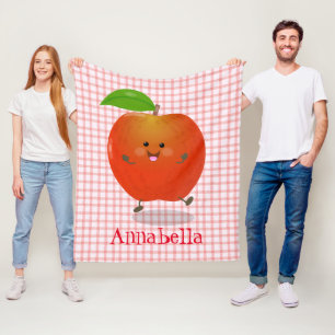 Niedlich tanzende Apfel-Cartoon-Abbildung Fleecedecke