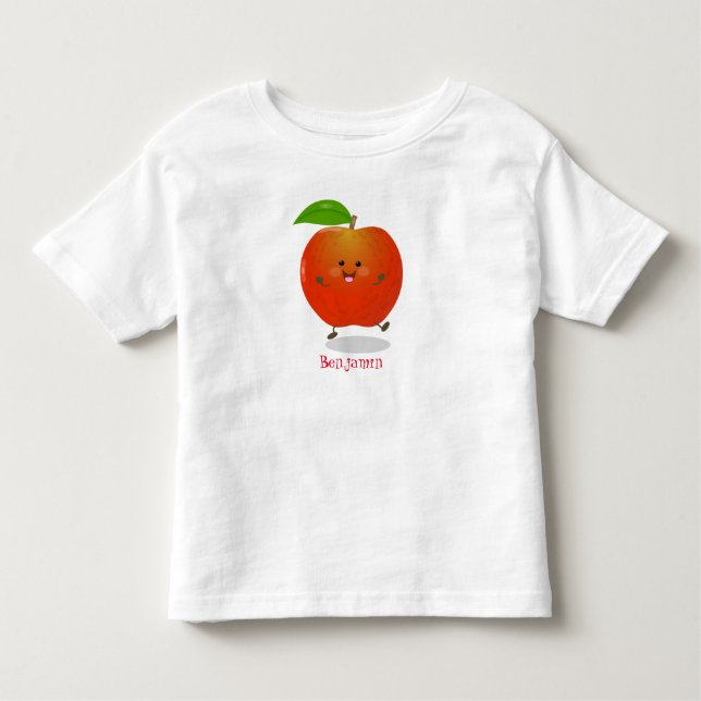 Niedlich tanzende Apfel-Cartoon-Abbildung Kleinkind T-shirt (Vorderseite)